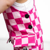 Overall Dress in Bubble Gum Checkered