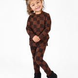 Bamboo Two Piece Set in Espresso Checkered