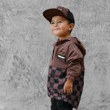 Pullover Windbreaker in Cocoa Checkered