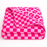 Organic Muslin Quilt in Bubble Gum Checkered x Bubble Gum Leopard