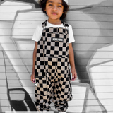 Overalls in Taupe + Black Checkered