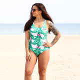 UPF50+ Women's One Piece Swimsuit in Palm Paradise