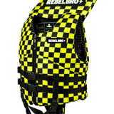 Neoprene Swim Vest with Head Support in Neon Electric Lime + Black Checkered