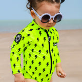UPF50+ Girls One Piece Swimsuit in Neon Electric Lime x Jagger