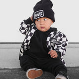 Bomber Jacket in Black + White Checkered