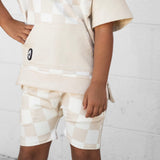 Relaxed Fit Shorts in Salt + Sand Checkered