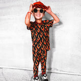 Short Sleeve Bamboo Two Piece Set in Caliente