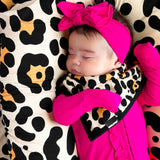 Ruffled Bamboo Zippy Sleeper in Hottest Pink