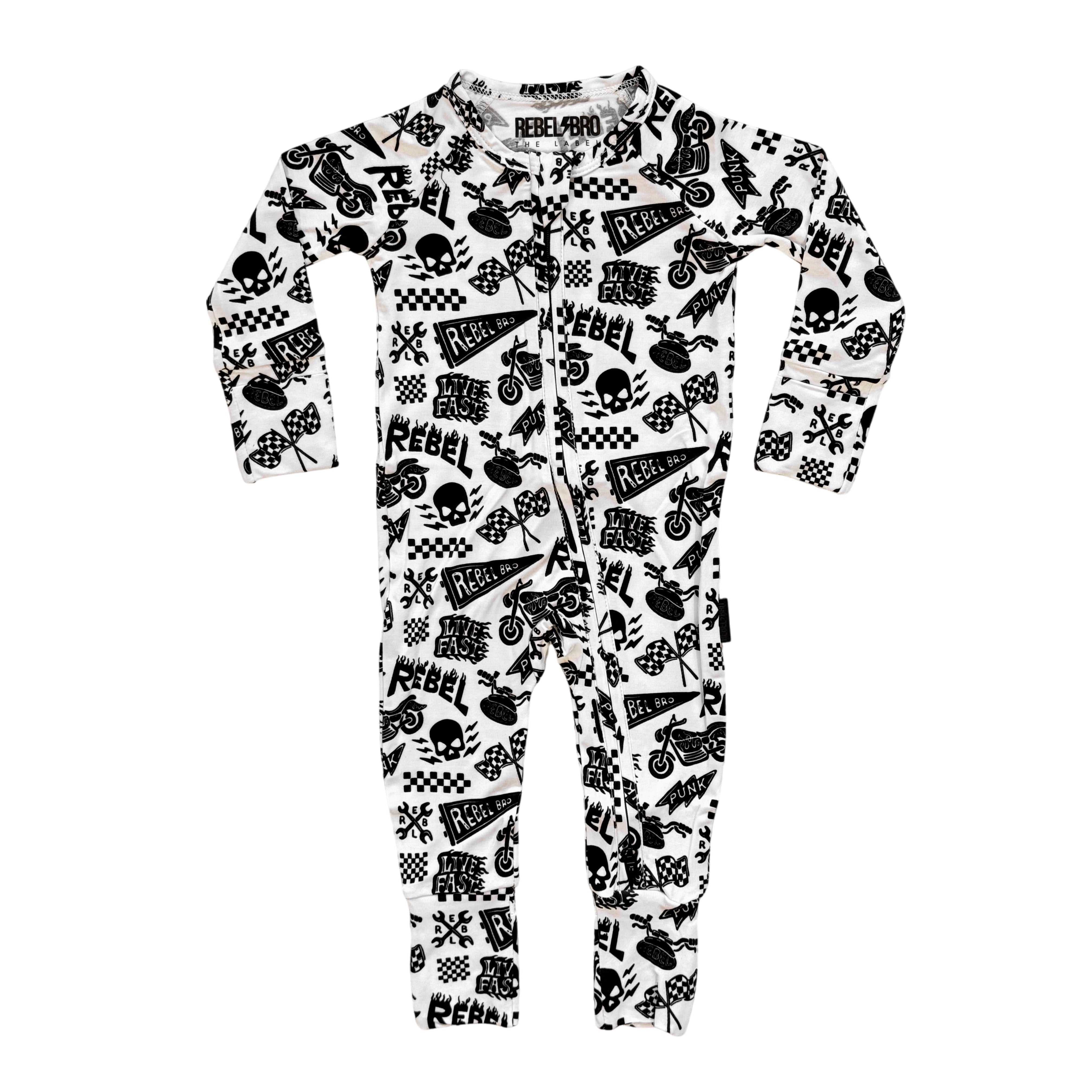 Bamboo Zippy Sleeper in Live Fast - Rebel Bro