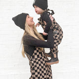 Women's Overall in Checkered Black + Taupe (PREORDER)