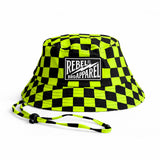 Hydro Bucket Hat in Neon Electric Lime + Black Checkered