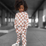 Organic Ribbed Set in Vanilla + Chestnut