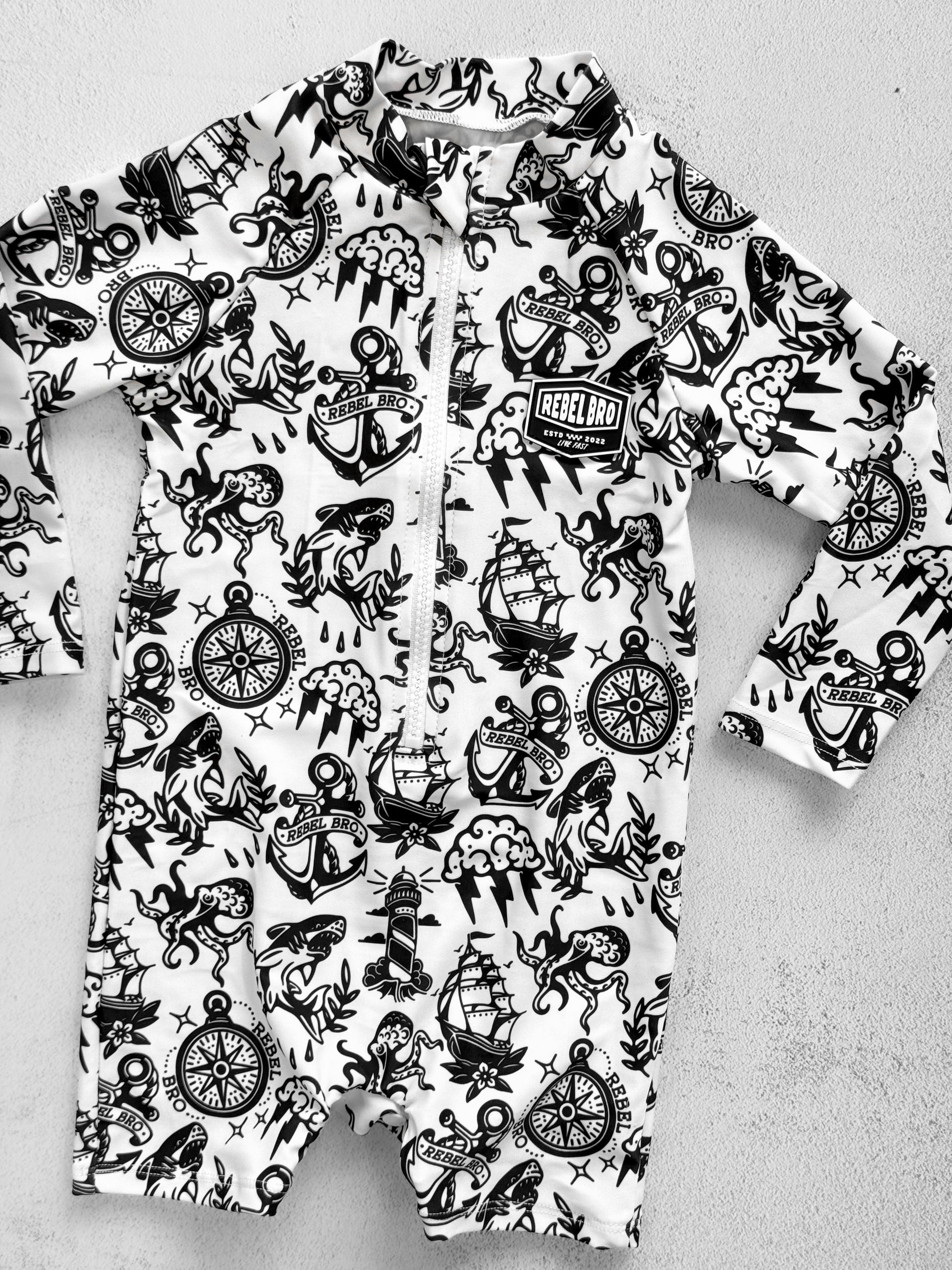 UPF50+ Swim Romper in Sink or Swim