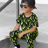 Bamboo Two Piece Set in Radioactive Fuego