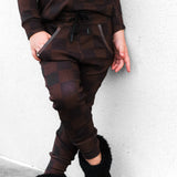 Organic Ribbed Set in Espresso Checkered