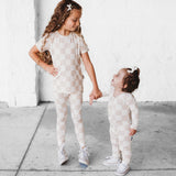 Ruffled Bamboo Zippy Sleeper in Salt + Sand Checkered