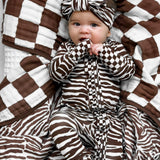 Organic Muslin Quilt in Desert Zebra x Cocoa + Cream Checkered
