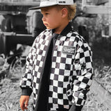 Bomber Jacket in Black + White Checkered