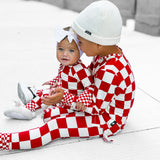 Bamboo Two Piece Set in Candy Cane Checkered