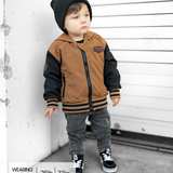 Hydro Letterman Jacket in Black + Rust