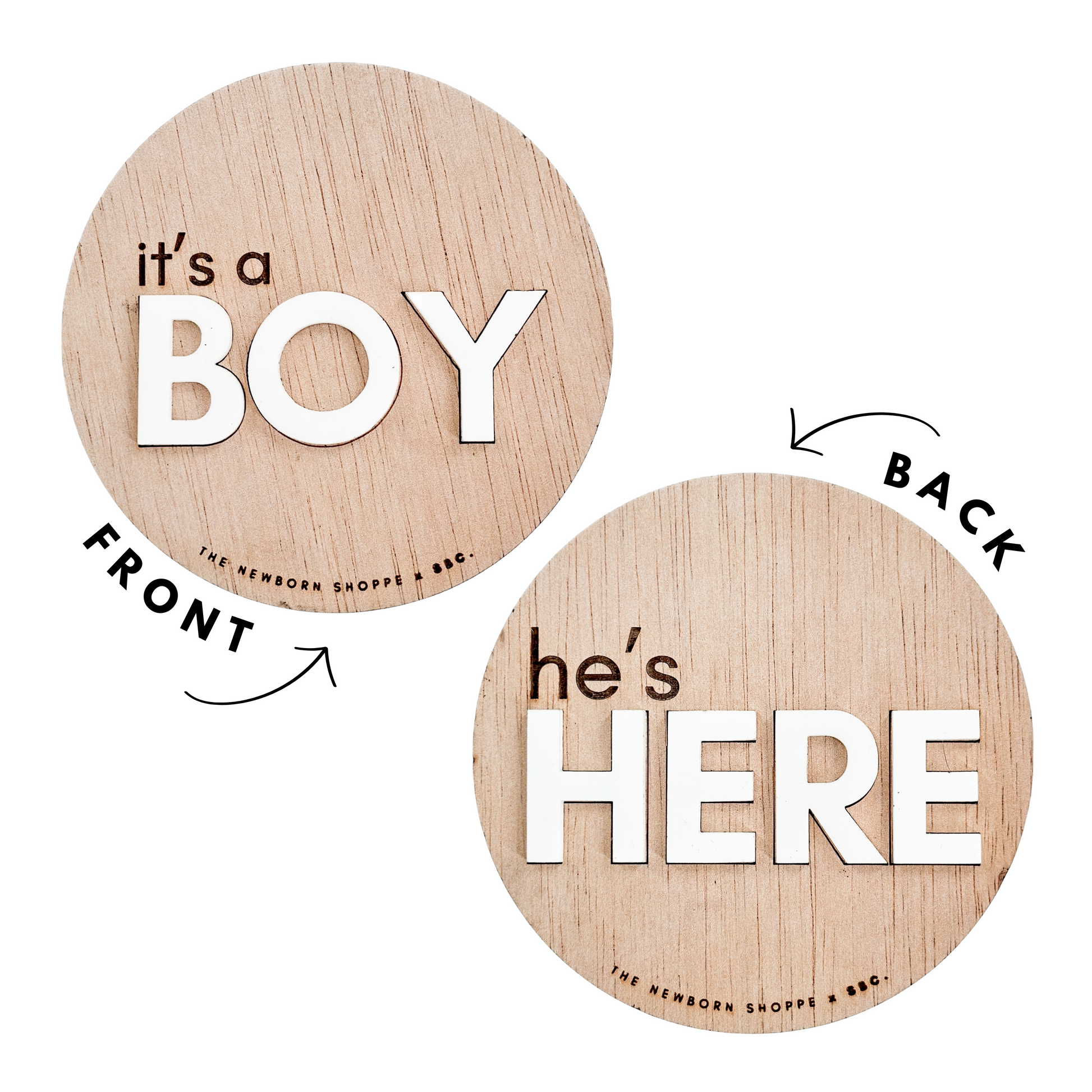 He’s Here + It’s a Boy — Double Sided Sign