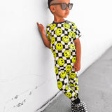Bamboo Two Piece Set in Neon Electric Lime x Smileys