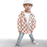 Hooded Flannel in Neutral Checkered