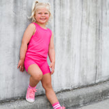 Ribbed Bamboo Biker Short in Hottest Pink