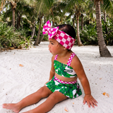 UPF50+ Retro Skirted Bikini Two Piece Swimsuit in Palm Paradise