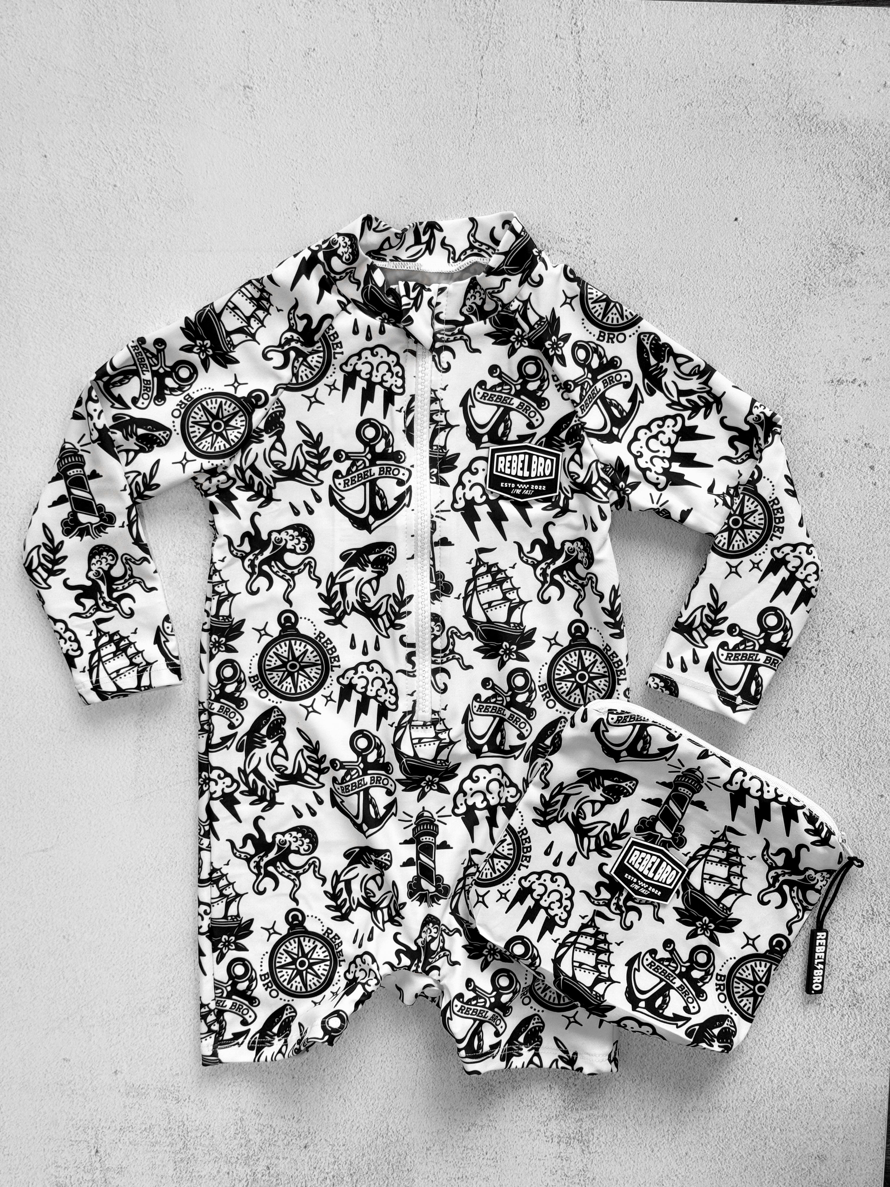 UPF50+ Swim Romper in Sink or Swim
