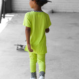 Bamboo Two Piece Set in Neon Electric Lime
