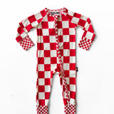 Bamboo Zippy Sleeper in Candy Cane Checkered