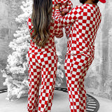 Women’s Bamboo Two Piece Set in Candy Cane Checkered