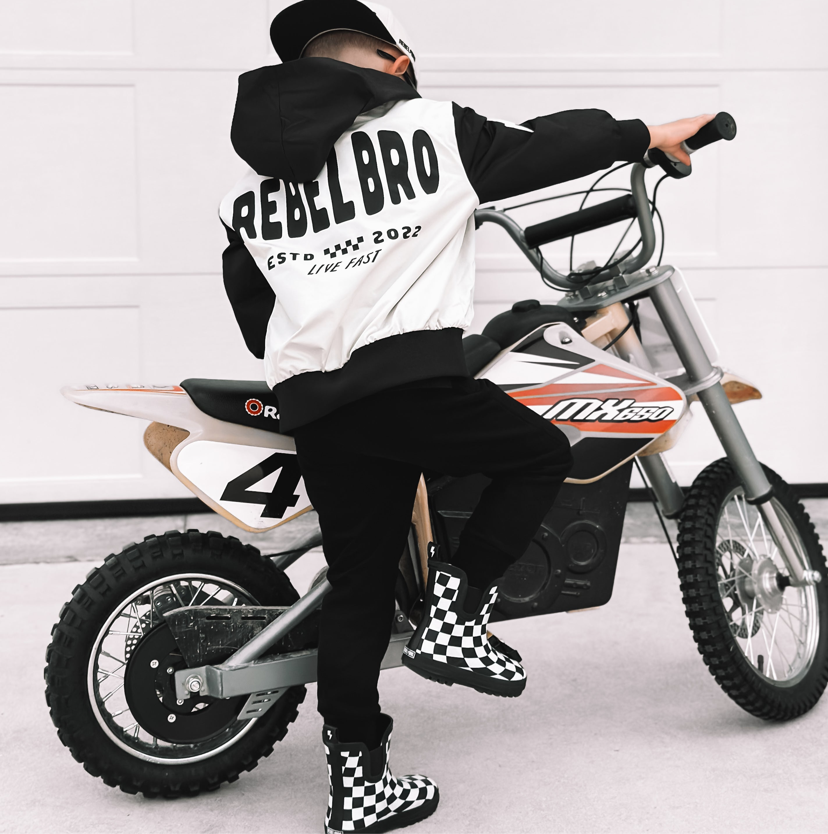 Live Fast Hydro Bomber Jacket in Black/White (FINAL SALE)
