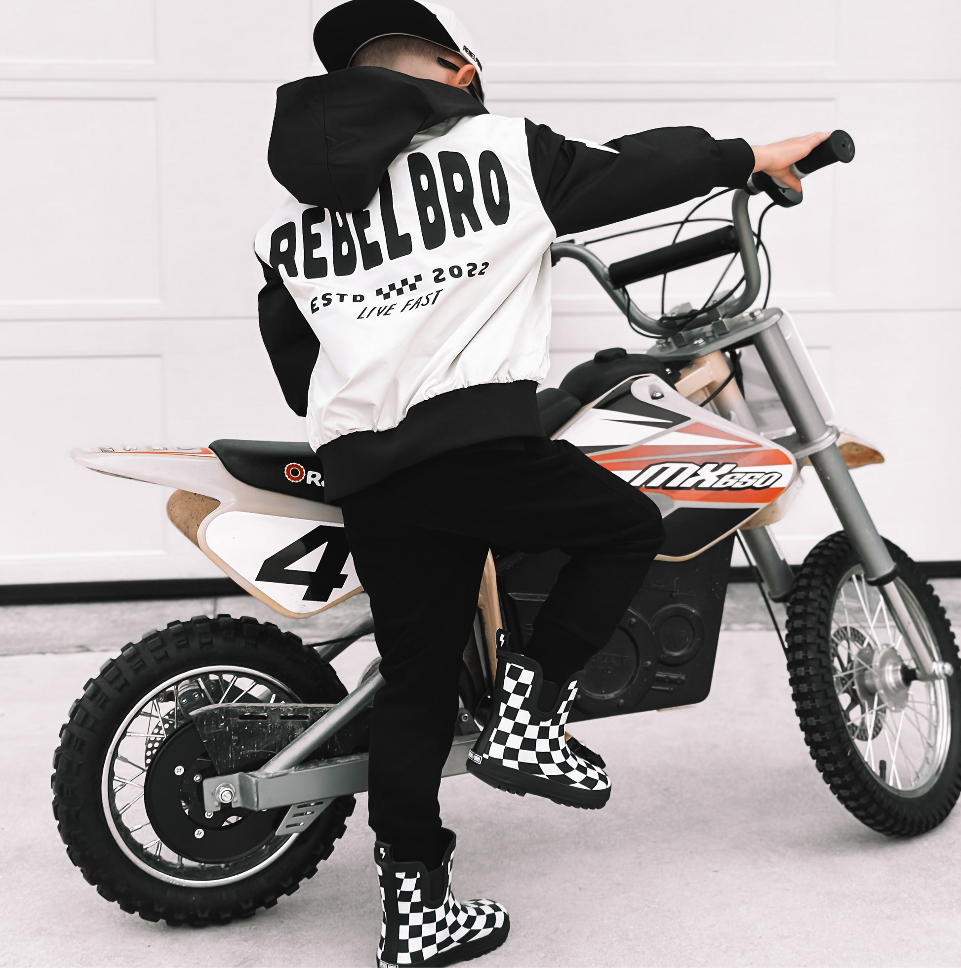 Live Fast Hydro Bomber Jacket in Black/White (FINAL SALE)