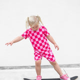 Biker Two Piece Set in Bubble Gum Checkered