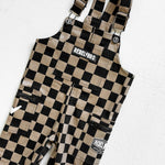 The Live Fast Overall in Taupe + Black Checkered - Rebel Bro