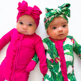 Ruffled Bamboo Zippy Sleeper in Hottest Pink