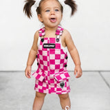 Overall Dress in Bubble Gum Checkered