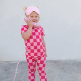 Bamboo Two Piece Set in Bubble Gum Checkered