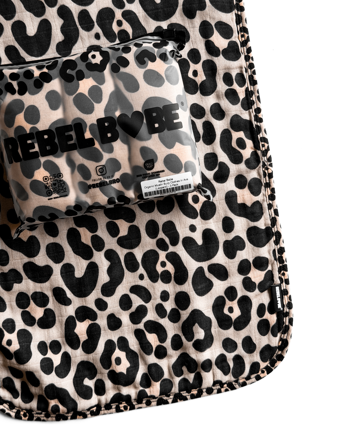 Organic Muslin Burp Cloths in Ava (Leopard) - 3 Pack – Rebel Bro