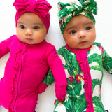 Ruffled Bamboo Zippy Sleeper in Hottest Pink