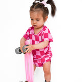 Bummie Two Piece Set in Bubble Gum Checkered