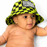 Hydro Bucket Hat in Neon Electric Lime + Black Checkered
