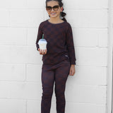 Organic Ribbed Set in Espresso Checkered