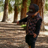 Puffer Vest in Cocoa + Black Checkered
