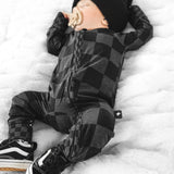 Bamboo Zippy Sleeper in Charcoal + Black Checkered