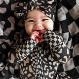 Ruffled Bamboo Zippy Sleeper in Midnight Mocha Leopard