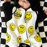 Hooded Fleece Romper in Happy Hour