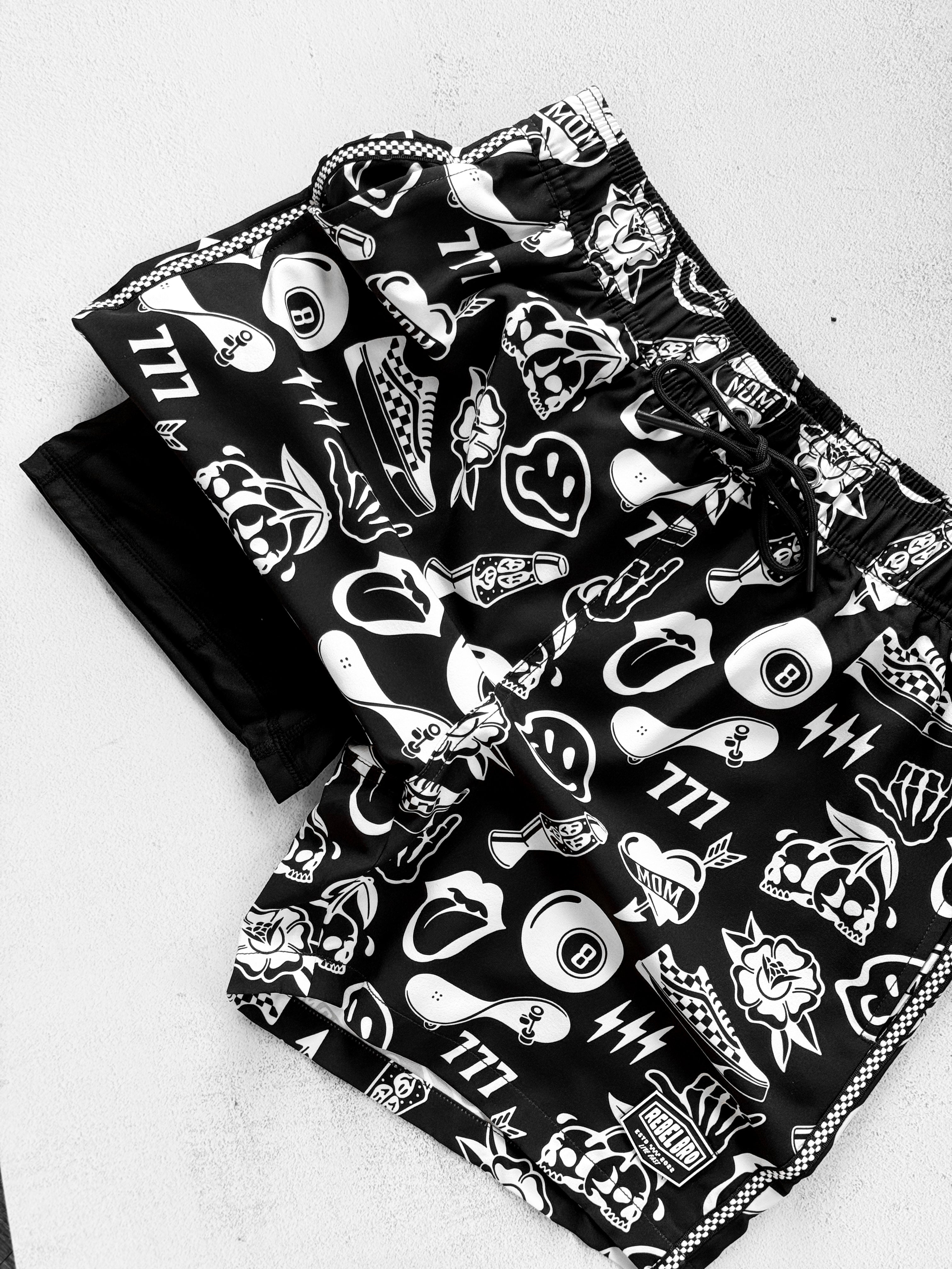 Men's Hybrid Swim Trunks in Warped Tour [Midnight Edition]